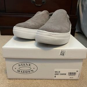Steve Madden Gills Grey Suede Slip Ons